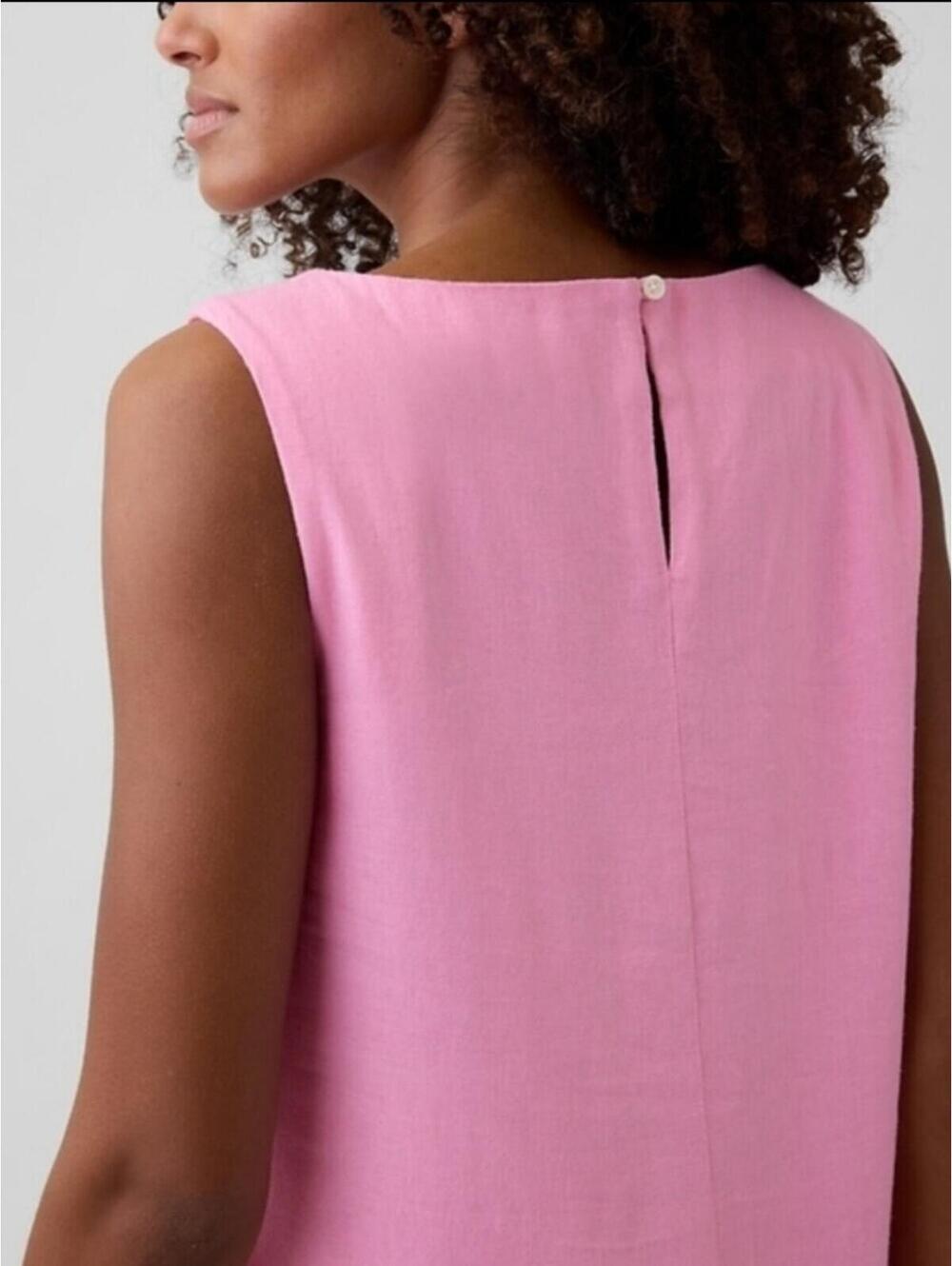 Gap Linen-Blend Apron Mini Dress May Pink NWT SMALL Sleeveless - Picture 3 of 9
